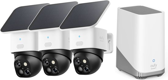 eufy Security SoloCam S340 - 360° buitencamera 3 PACK + Homebase 3 - Bundelvoordeel van Eufy
