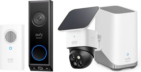 eufy Security SoloCam S340 - 360° buitencamera + Homebase 3 + E340 deurbel incl Gong- Bundelvoordeel van Eufy