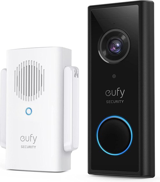 eufy Security, Zwart en wit,Draadloze videodeurbel (op batterij) met 2K HD van Eufy