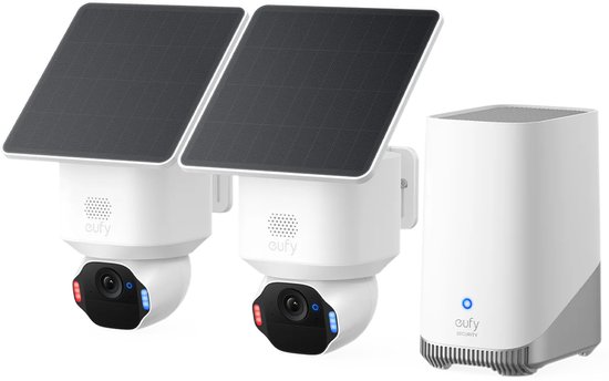 eufy SoloCam E42 2 - Cam Kit - 4K PTZ beveiligingscamera outdoor - HomeBase S380 - 360° pan/tilt - AI-tracking - Zonne-energie - 16TB lokale opslag