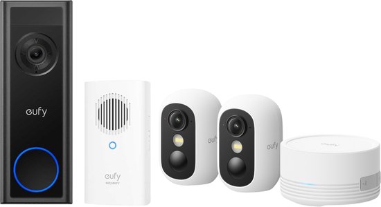 eufy Video Deurbel C30 with chime + eufyCam C35 - Incl. 2 Camera, HomeBase Mini – Beveiligingsset – Voordeelbundel