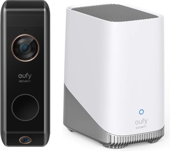 eufy Video Deurbell Dual 2 Pro met HomeBase 3 - 2K - Resolutie - Doorbell - Dubbele camera's - Pakketdetectie - Gezichtsherkenning - Draadloze installatie