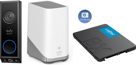 Eufy Video Doorbell E340 + HomeBase 3 S380 + 240GB SSD voor 3 jaar opslag - Bundelvoordeel van Eufy