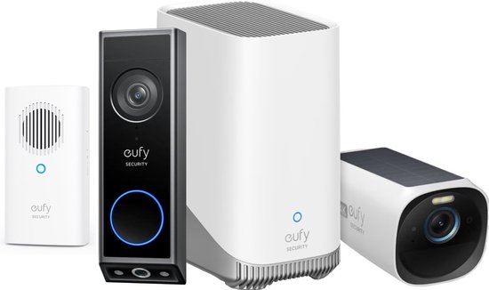 Eufy Video Doorbell E340 met chime + HomeBase 3 S380 + Eufycam 3 - Voordeelbundel van Eufy