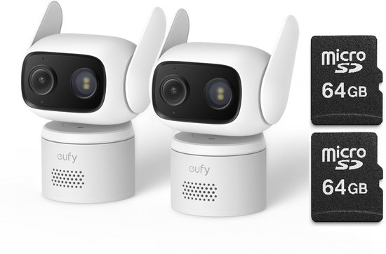 eufy WiredCam C31 2 - Cam Pack IP-beveiligingscamera - Binnen & buiten - 1080 x 1920 Pixels + 2x MicroSDXC 64GB
