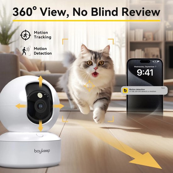 Everylimit - Beveiligingscamera voor dieren, babies - Wifi Surveillance - Optische zoom - Bediening via App - Nachtzicht van Merkloos