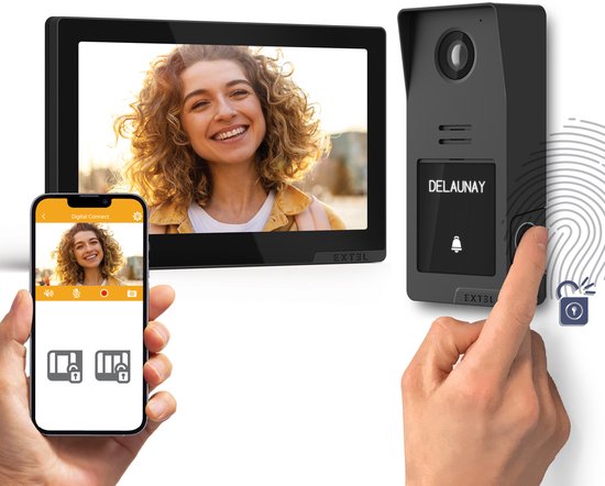 Extel Digital Connect intercom met camera - toegang beheren via je vingerafdruk - bedraad - met app van Extel
