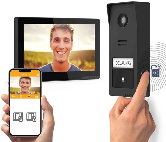 Extel Wave 3 WiFi draadloze deurbel met camera - met vingerafdruk van Merkloos
