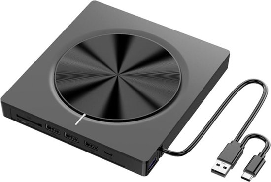 Externe CD DVD Writer - Optische Drive - Bestanden Overzetten - Met 4 USB Hubs - USB 3.0 Type C