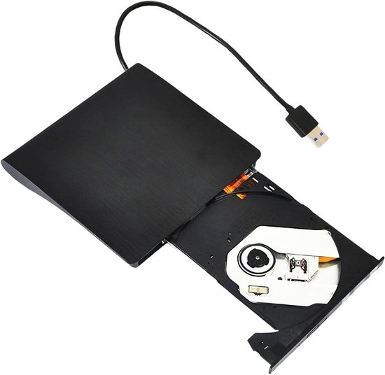 Externe CD/DVD Brander - Draagbare Drive - Back-ups Maken - USB 3.0 en Type C - 14.7 cm - Zwart