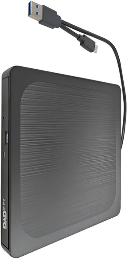 Externe CD/DVD Brander - Lezer Speler - Bestanden Archiveren - Dubbele USB-C Poort - 14.1 x 14 cm - Zilver