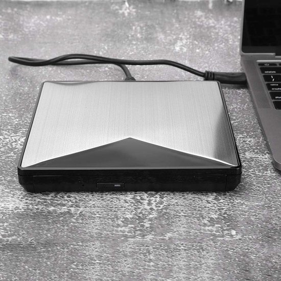 Externe CD/DVD Drive - Draagbare Optische Drive - Bestanden Lezen - Aluminium Legering - 23 x 17 x 3 cm