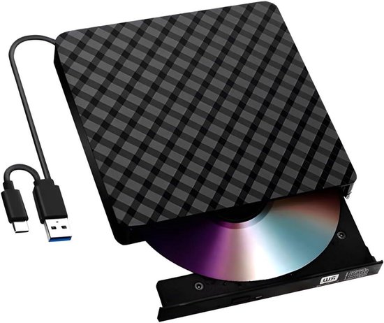 Externe CD/DVD Drive - Optische Drive USB Drive - Data Overzetten - Compact en Stevig - Draagbaar - Zwart