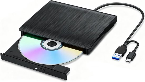 Externe CD‑DVD Drive - USB 3.0 - Draagbare CD‑DVD ±RW optische drive - CD‑brander en lezer - Geschikt voor laptop‑desktop‑Mac OS‑Linux‑Windows 11‑10‑8‑7