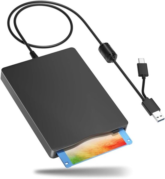 Externe Diskettestation - 35 inch FDD - Oude Bestanden Lezen - Plug and Play - USB Type C - Zwart
