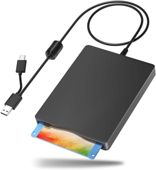 Externe Diskettestation - Disketlezer USB - Oude Bestanden Lezen - Plug and Play Installatie - 35 inch - Zwart