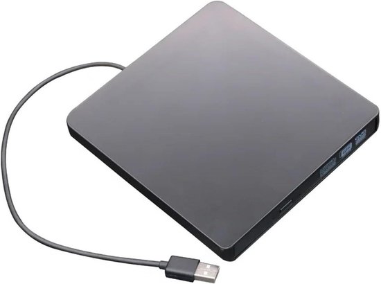 Externe DVD Brander - CD RW Writer - Bestanden Archiveren - Geïntegreerde Kabelopslag - 15.2 cm Lang - Zwart
