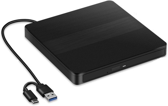 Externe DVD Brander - CD VCD Lezer - Bestanden Archiveren - USB 3.0 Type C - Slank Ontwerp - Zwart