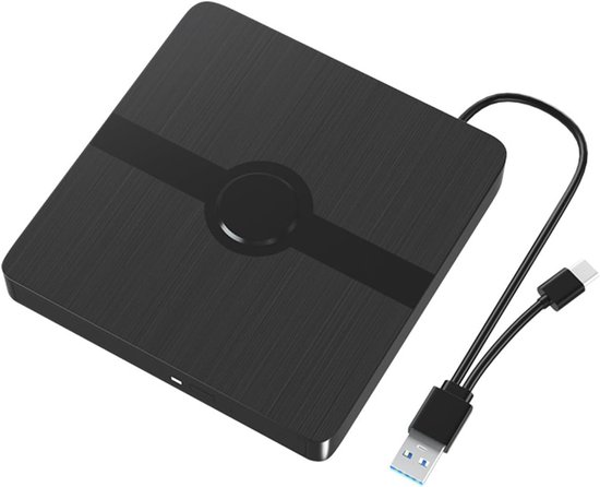 Externe dvd-brander en -lezer met USB 3.0- en USB-C-interface; dvd-speler geschikt voor laptops en desktops.