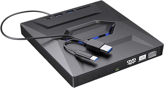 Externe DVD Brander - Optische Drive - Bestanden Archiveren - Dubbele Interface - 20 x 16 x 2.5 cm - Zwart
