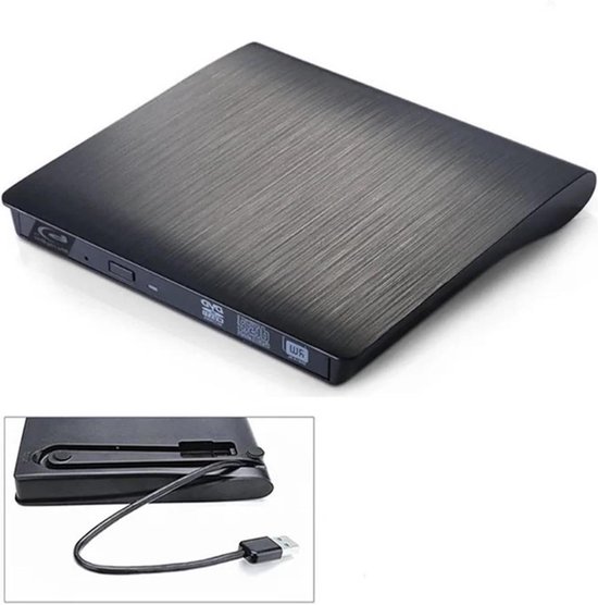 Externe DVD Brander - USB CD Station - Bestanden Archiveren - Verborgen USB Kabel - USB 3.0 - Zwart