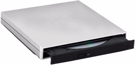Externe DVD CD Schijf - Draagbare Brander Lezer - Bestanden Opslaan - Zilver Dun Design - 500 g - Zilver