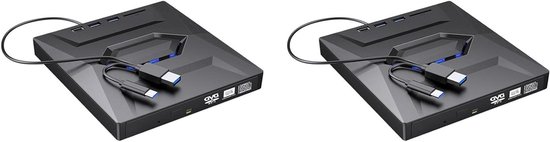 Externe DVD CD Writer - Dvd-station Brander - Bestanden Archiveren - Type C USB 3.0 - 2 Stuks - Zwart