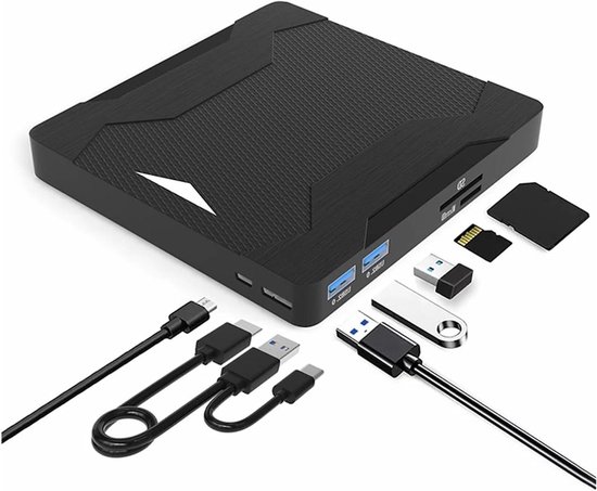 Externe DVD Speler - CD Brander - Bestanden Archiveren - Plug En Play - 14.5 cm - Zwart