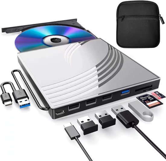 Externe DVD-station - CD Brander - Bestanden Archiveren - USB 3.0 Ultra Slim - 15 x 14 x 1.6 cm