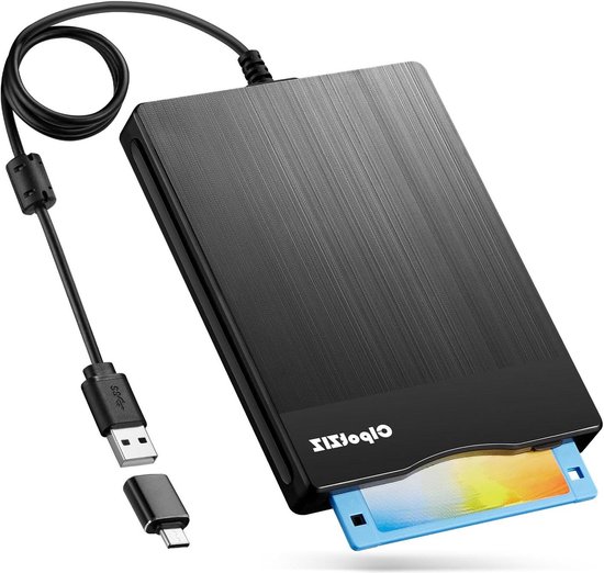 Externe Floppy Disk Drive - Diskettestation Lezer - Oude Data Lezen - USB A en C Connectoren - 35 inch