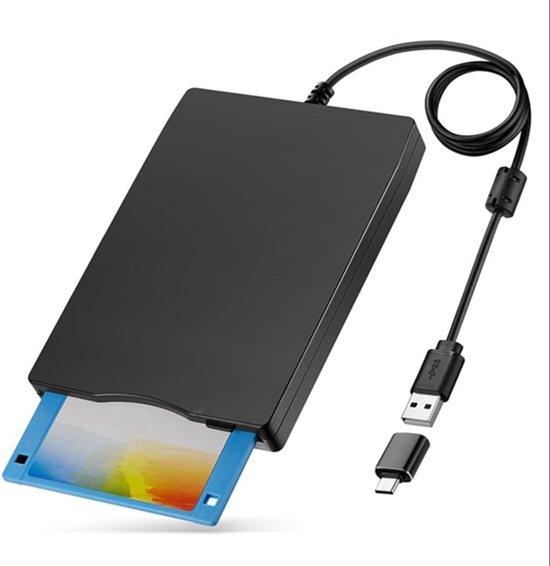 Externe Floppy Disk Reader - Floppy Drive USB - Oude Data Lezen - Plug and Play - 35 Inch - Zwart