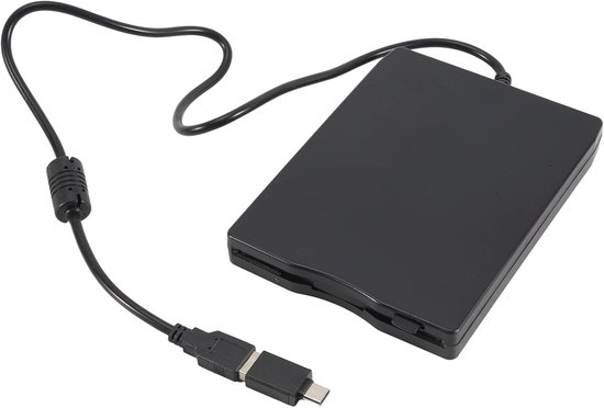Externe Floppy Drive - Diskettestation Lezer - Oude Bestanden Lezen - USB A en C - Ultraslank Ontwerp - Zwart