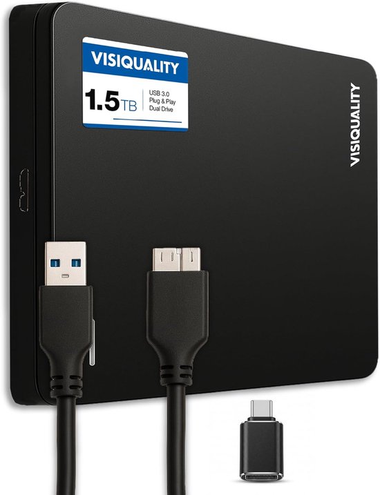 Externe harde schijf 1.5TB - USB 3.0 - Plug&Play - Ideaal voor opslag van bestanden - ShopVlot