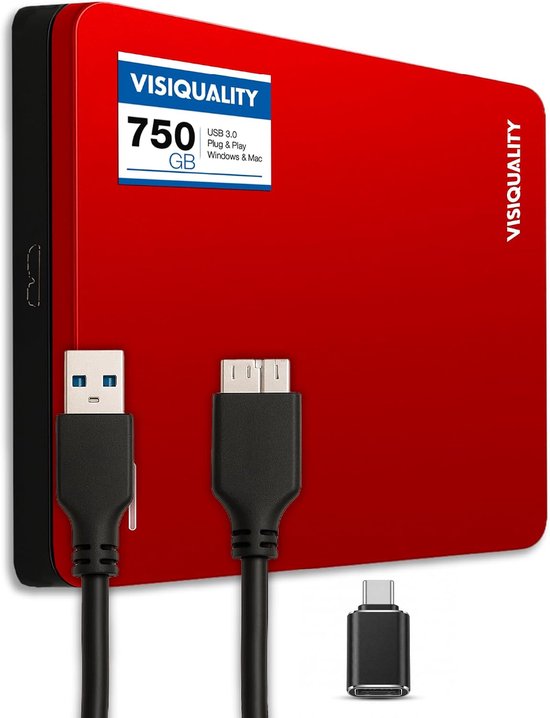 Externe harde schijf 750GB - USB 3.0 - Aluminium - Supersnelle gegevensoverdracht - ShopVlot