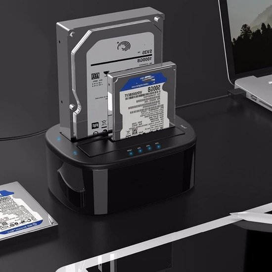 Externe Harde Schijf Dock - Hdd Docking Station - Data Kopiëren - Offline Kloonfunctie - Tot 16TB - Zwart