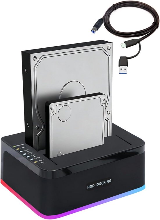Externe Harde Schijf Dock - Opslagstation - Data Back-up - Offline Klonen - 20TB Capaciteit - Zwart