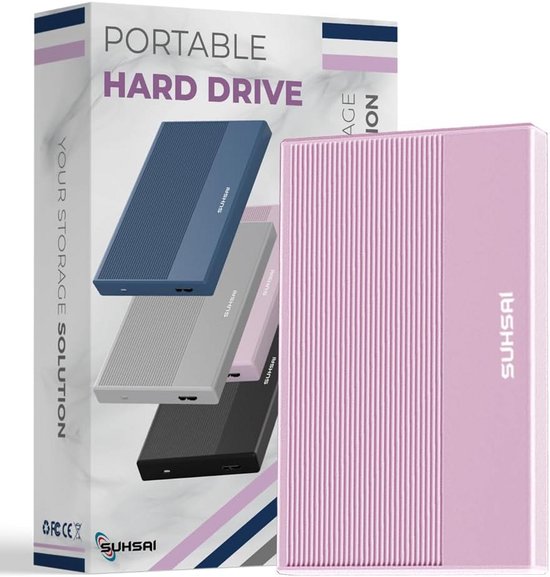 Externe Harde Schijf - Draagbare Opslag - Bestanden Opslaan - Hoge Snelheidsoverdracht - 320 GB - Roze