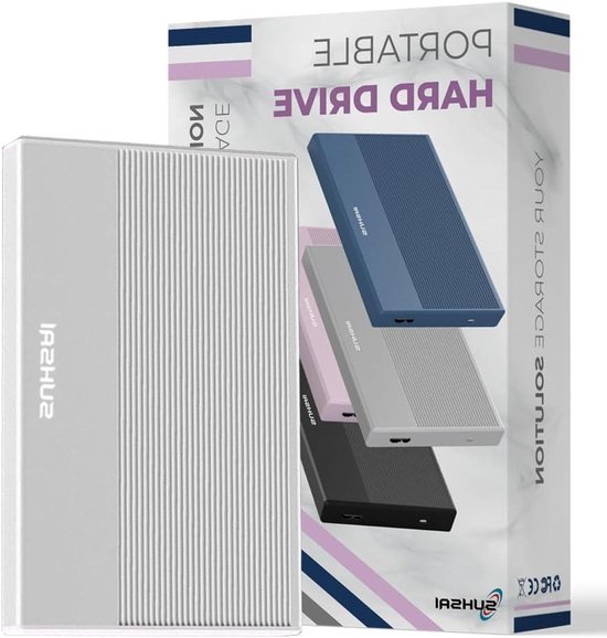 Externe Harde Schijf - Draagbare Opslag - Bestanden Opslaan - Snelle Dataoverdracht - 1 TB - Zilver