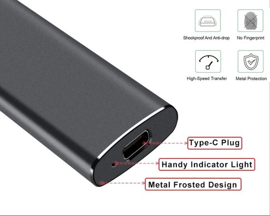 Externe Harde Schijf - Draagbare SSD - Snelle Data Opslag - Schokbestendig Ontwerp - 2TB Opslag - Goud