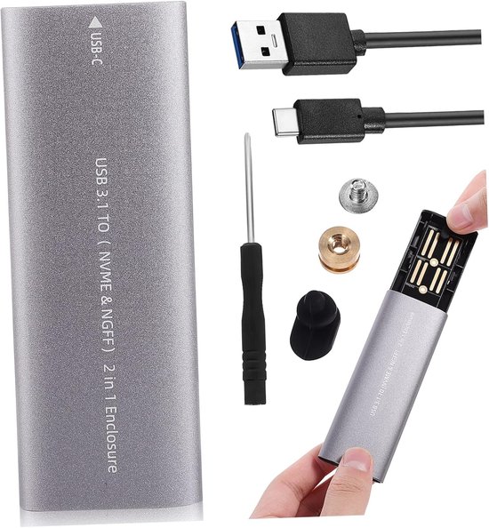 Externe Harde Schijf - Draagbare SSD - Snelle Data Transfer - Aluminium Behuizing - 11.5 x 3.7 x 1.2 cm