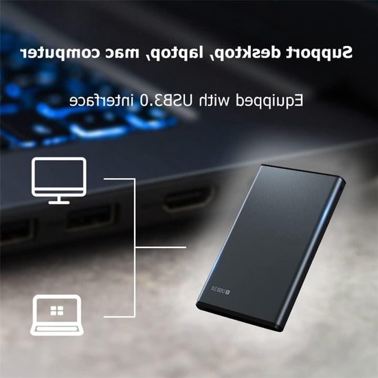 Externe harde schijf - Mobiele opslag - Bestanden opslaan - Snelle USB 3.0 - Tot 2 TB - Zwart