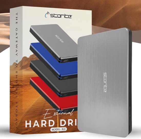 Externe Harde Schijf - Opslagmedium Gegevens - Bestanden Opslaan - Snelle USB 3.0 - 1 TB Capaciteit - Zilver van Merkloos