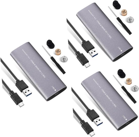 Externe Harde Schijf - Solid State Drive - Snelle Data Transfer - Aluminium Behuizing - 3 Stuks - Diverse Kleuren