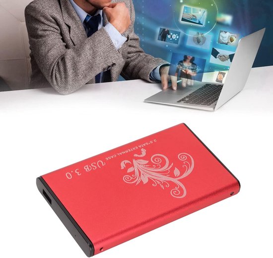 Externe Harde Schijfbehuizing met USB 3.0-interface, Toolontwerp, Capaciteit van 4 TB, Snelle Gegevensoverdracht van 5 Gbps en Afspelen Compatibel met en Desktop Geen harde schijf