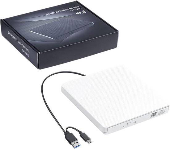 Externe Schijf - Optische Drive - Data Opslag - Brede Compatibiliteit - 14x14x1.8 cm - Wit