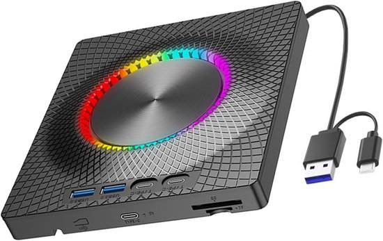 Externe Schijf - Optische Drive - Gegevens Back-up - Multifunctionele Poorten - 140x160MM - Zwart