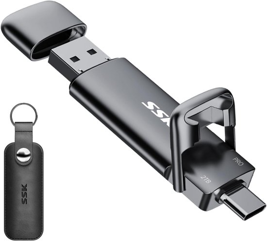 Externe SSD 2TB Supersnelle USB-C & USB-A Draagbare Solid State Drive voor Laptop, Mac, Android van Merkloos