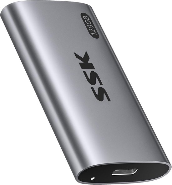 Externe SSD - Draagbare Opslag - Bestanden Overzetten - Ultrasnelle USB3.2 - 128 GB - Grijs