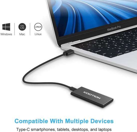Externe SSD harde schijf 1 TB - Snelle Portable SSD tot 550 MB/s, USB 3.1 Gen2 voor Gaming en Meer van Merkloos