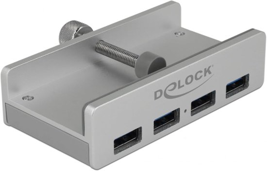 Externe USB Hub - Poorten Uitbreider - Extra Aansluitingen - Bevestigingsmogelijkheid - Zilver